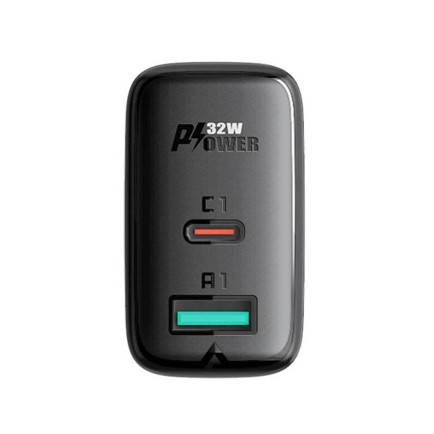 Acefast wall charger USB Type C / USB 32W, PPS, PD, QC 3.0, AFC, FCP black (A5 black) – 2