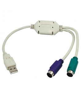 LogiLink USB - 2x PS/2 PS/2 kabelis 0,3 m 2x 6-p Mini-DIN USB A Balts