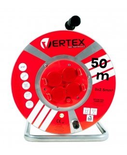 VERTEX PB50METAL Pagarinātājs 50 m 3x2,5 mm 3000 W IP44 Melns