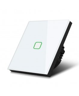 Maclean Energy MCE701W Touch gaismas slēdzis, viens, stikls, balts ar kvadrātveida pogu