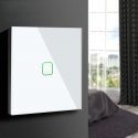 Maclean Energy MCE701W Touch gaismas slēdzis, viens, stikls, balts ar kvadrātveida pogu Maclean Energy MCE701W Touch gaismas slēdzis, viens, stikls, balts ar kvadrātveida pogu