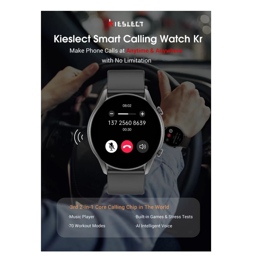 Kieslect Kr Calling Smart Watch with Fintess tracker Hear rate & Sp02 monitor 1.32'' Amoled Black – 5