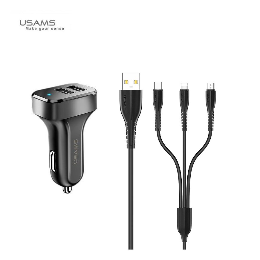 Usams Universāls x2 USB Auto lādētājs