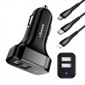 Usams Universāls x2 USB Auto lādētājs 2.1A 2.1A ar 3in1 USB Kabeli Micro USB / Type-C / Lightning Me Usams Universāls x2 USB Auto lādētājs 2.1A 2.1A ar 3in1 USB Kabeli Micro USB / Type-C / Lightning Me
