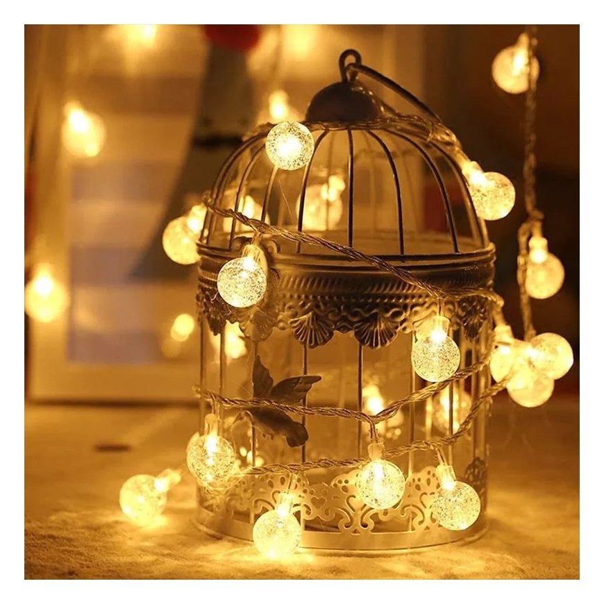 RoGer Bulb String Lights 100 LED / Warm-Baltas / 10m