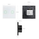 Maclean Energy MCE703W Touch light switch, double, glass, white with square button, dimensions 86x86