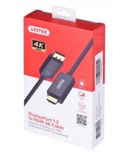 UNITEK CABLE ADAPTER DP 1.2 - HDMI, 4K 60HZ, 1,9M