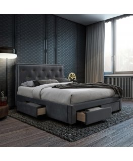 Bed GLOSSY 160x200cm, with mattress HARMONY DUO, grey