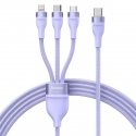 Baseus Flash Series 2 trys viename kabelis USB-C + mikro USB + Lightning violetinis 100 W, 1.5 m