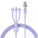 3in1 USB cable Baseus Flash Series 2, USB-C + micro USB + Lightning, 100W, 1.5m (purple)