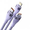 3in1 USB cable Baseus Flash Series 2, USB-C + micro USB + Lightning, 100W, 1.5m (purple)