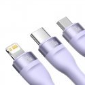 Baseus Flash Series 2 trys viename kabelis USB-C + mikro USB + Lightning violetinis 100 W, 1.5 m