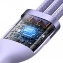 Baseus Flash Series 2 three-in-one cable USB-C + micro USB + Lightning purple 100 W, 1.5 m