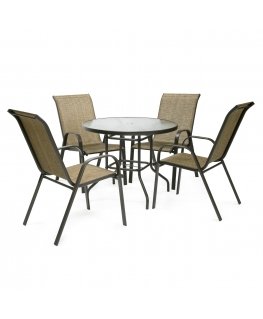 Garden furniture set DUBLIN table, 4 chairs, golden brown