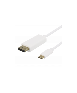 USB-C - DisplayPort cable DELTACO 4K UHD, gold-plated connectors, 2m, white / USBC-DP201-K / 0014001