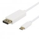USB-C - DisplayPort cable DELTACO 4K UHD, gold plated, 2m, white / USBC-DP201-K / 00140016 USB-C - DisplayPort cable DELTACO 4K UHD, gold plated, 2m, white / USBC-DP201-K / 00140016