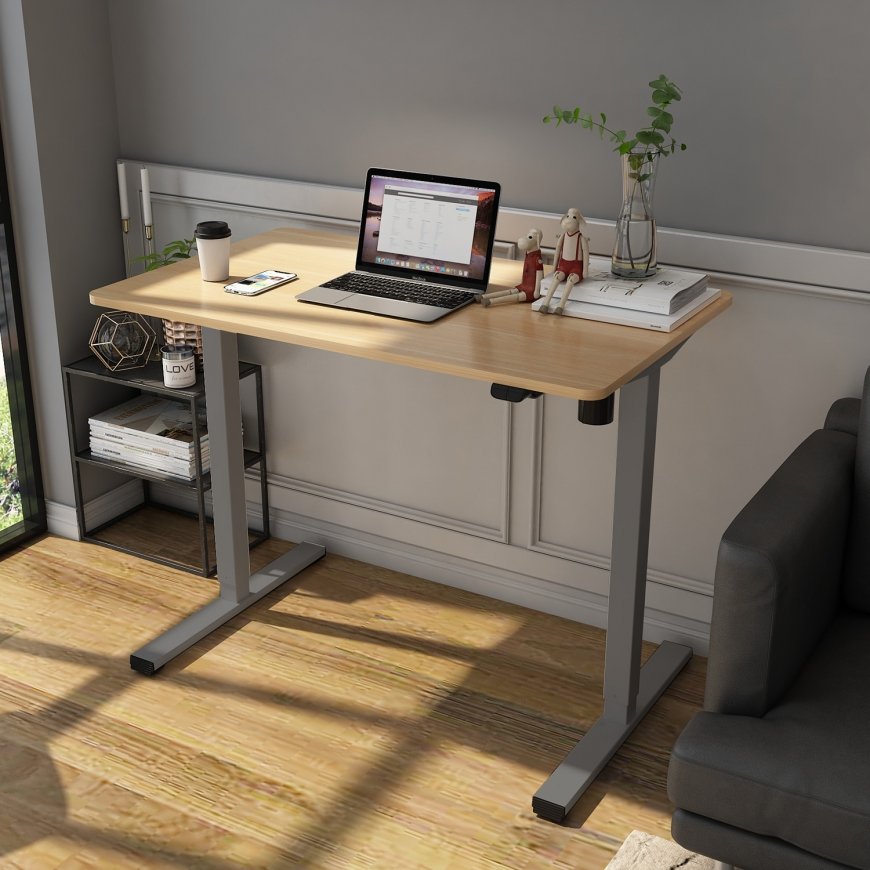 Desk ERGO OPTIMAL with 1 motor 140x70cm, hickory/grey – 5