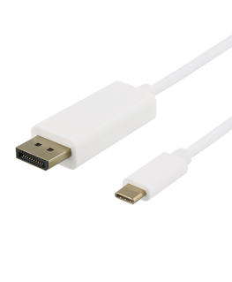 USB-C - DisplayPort cable DELTACO 4K UHD, gold plated, 1m, white / USBC-DP101-K / 00140013