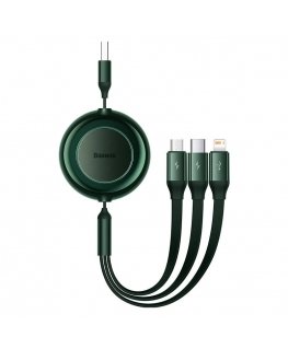 Baseus Bright Mirror 2, USB 3-in-1 cable for micro USB / USB-C / Lightning 3.5A 1.1m (Green)