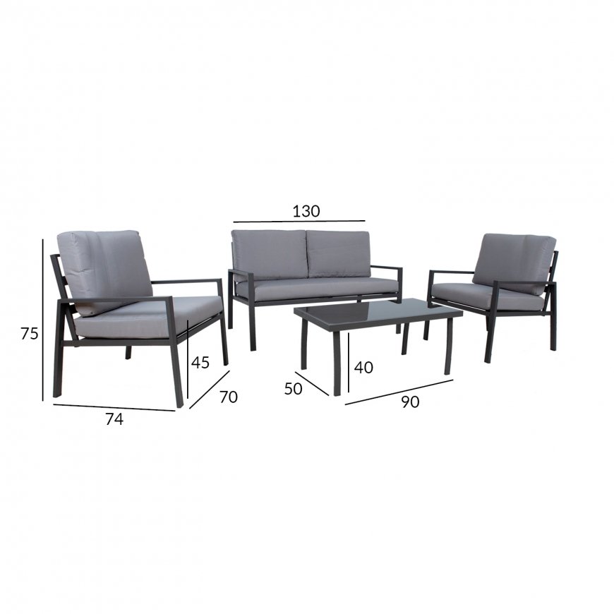 Garden furniture set TIFTON table, sofa, 2 chairs – 6