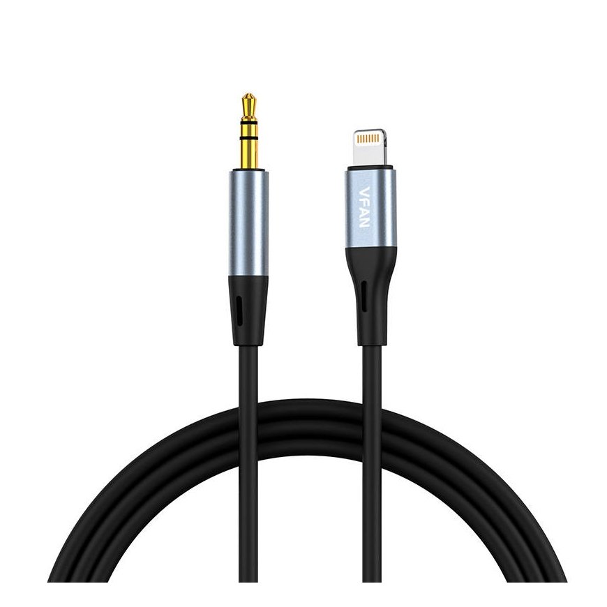 Vipfan L05 Lightning to mini jack 3.5mm AUX cable, 1m (gray)