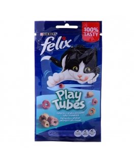 FELIX Play Tubes Zivis, Garneles - sausā kaķu barība - 50 g