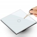 Maclean Energy MCE702W Touch light switch, single, glass, white with round button, Maclean Energy MCE702W Touch light switch, single, glass, white with round button,