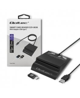 QOLTEC 50636 Intelligent Smart ID chip card reader SCR0636 USB type C