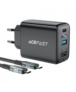Acefast 2 in1 Charger GaN 65W Type C/USB USB Adapter HDMI Adapter 4K @ 60Hz (Cable Kit) Black (A17 Black)