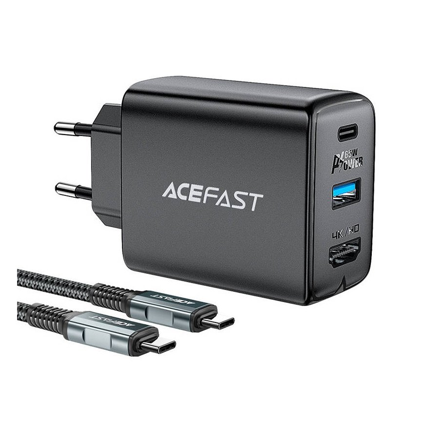 Wall charger Acefast A17 65W GaN Smart Hub (black)