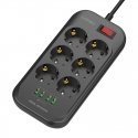 Power strip with 6 AC outlets, 4x USB, LDNIO SE6403, 2m (black) Power strip with 6 AC outlets, 4x USB, LDNIO SE6403, 2m (black)