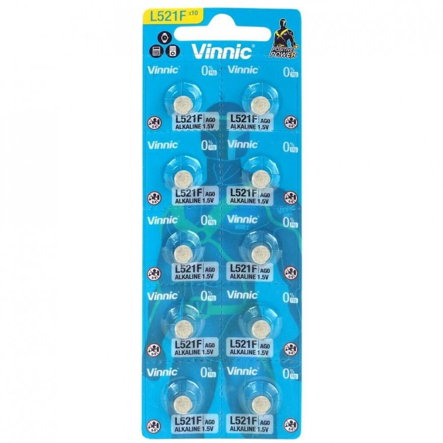 Alkaline mini akumulators Vinnic G1 / AG1 / L621 / LR60 10 gab.