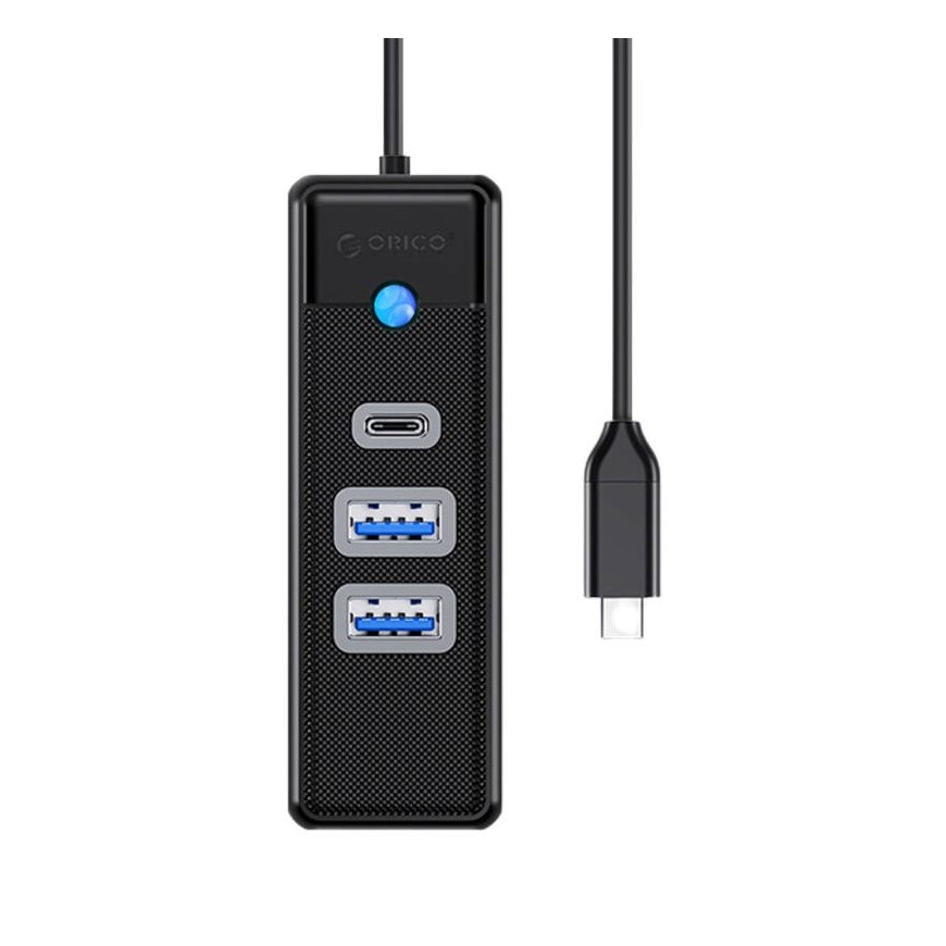 Orico Hub Adapter USB-C to 2x USB 3.0 + USB-C, 5 Gbps, 0.15m (Black)