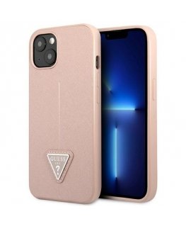 Guess GUHCP13SPSATLP iPhone 13 mini 5.4 inch Pink/Pink Hard Case SaffianoTriangle Logo