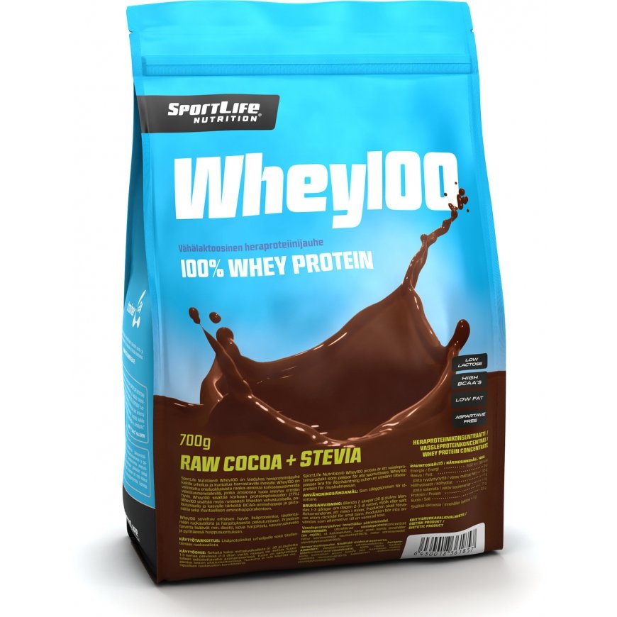 SportLife Whey100 Stevia Neapstrādāts kakao sūkalu