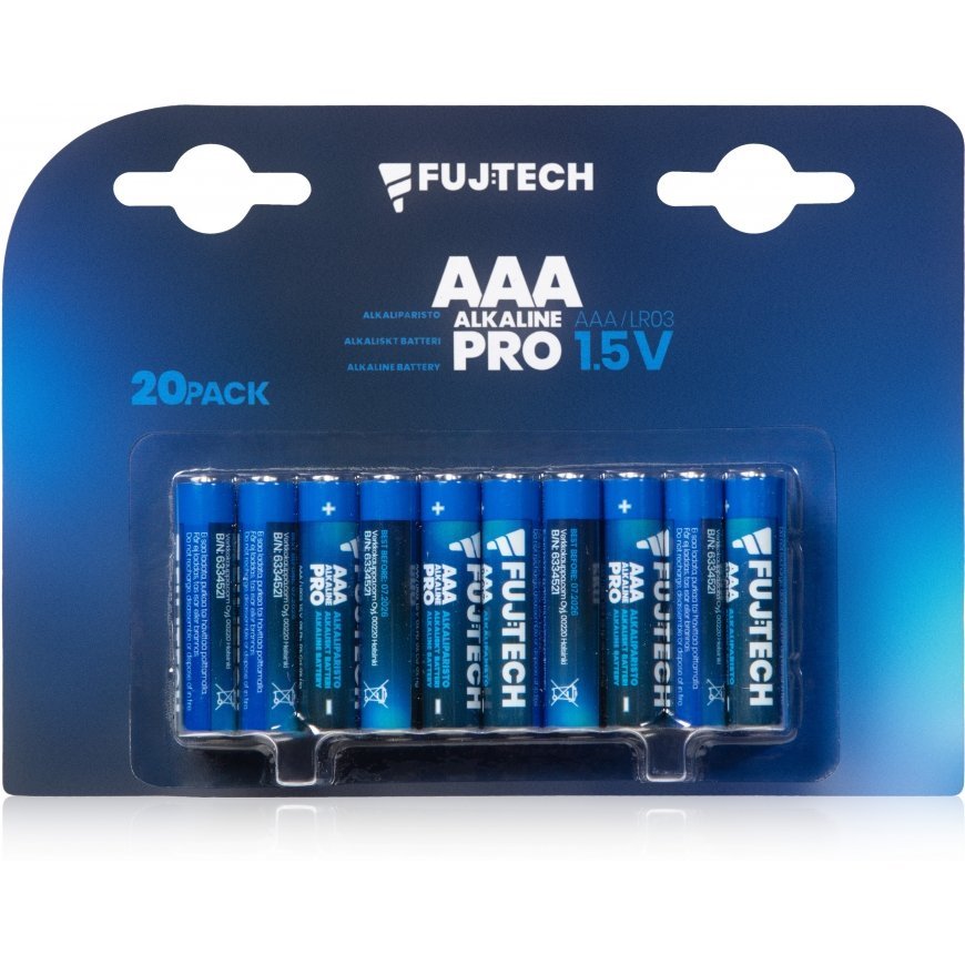 Fuj: tech Alkaline Pro AAA 1,5 V leelispatarei, 20 tk – 2