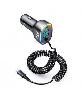 Car charger Joyroom JR-CL20, 2x USB + 2x Lightning, 57W + Lightning cable (black)