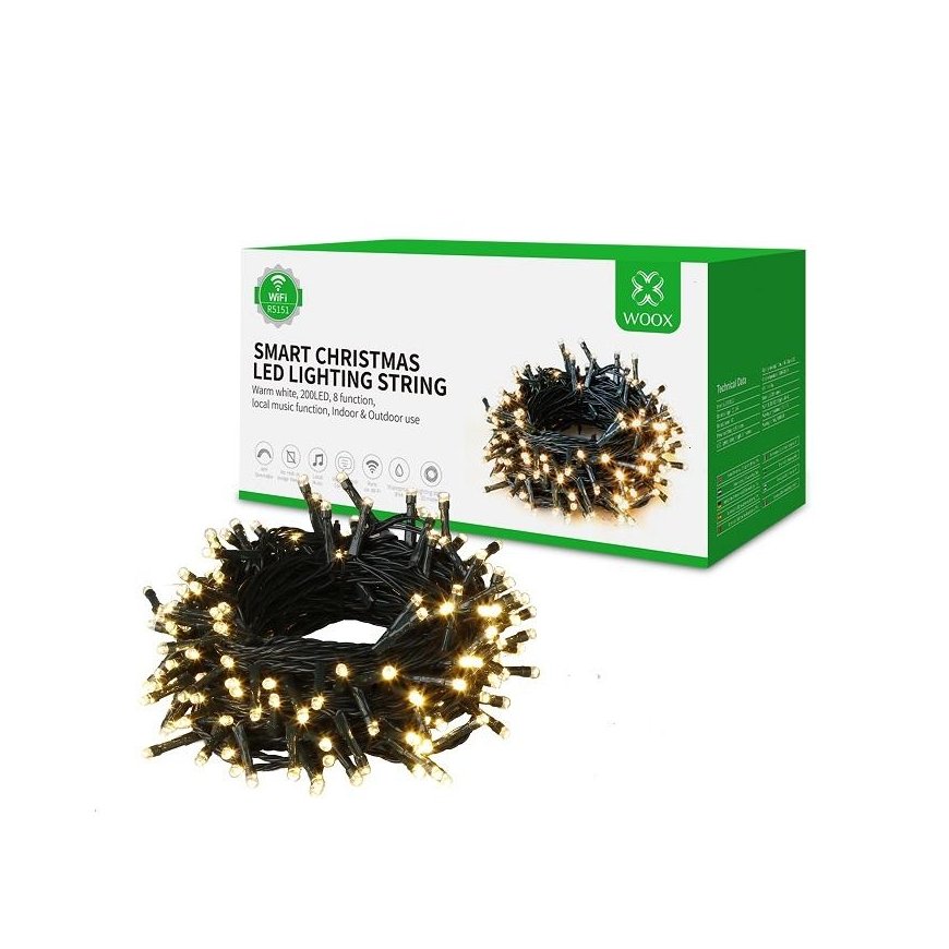 Išmani LED girlianda, 230Vac, 20m, 200 x LED, šiltai balta, Wi-Fi, TUYA / Smart Life, WOOX – 3