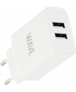 Wave AC Adapter 2 x USB, 3.1 A, White