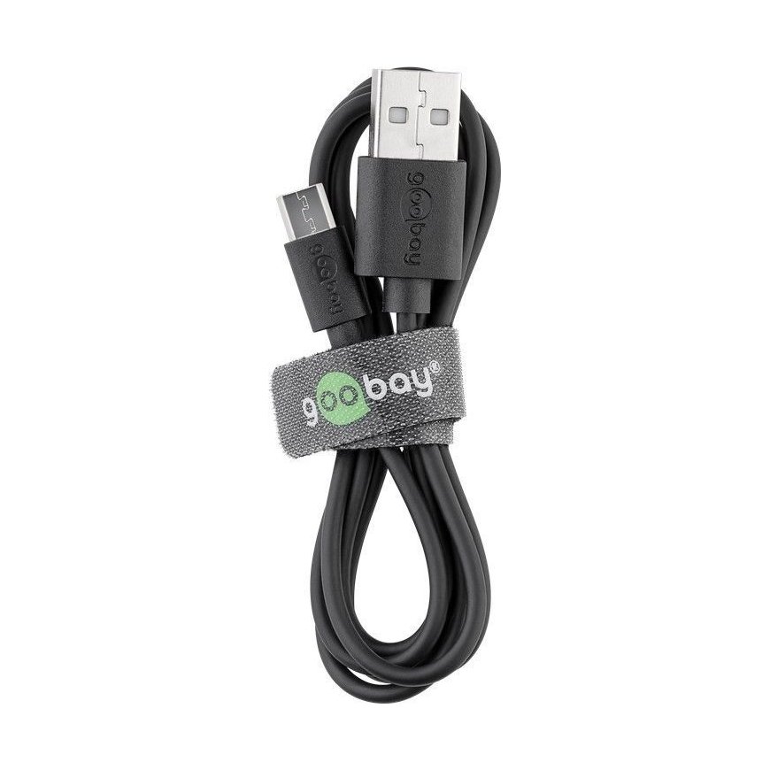Goobay Micro USB charging and sync cable 46800 Black, USB 2.0 – 4