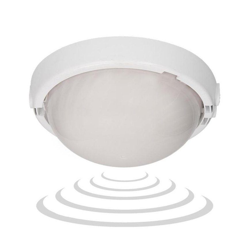 Orno 8080T / MAT-TRIO / MS / PL, šviestuvas su mikrobangų judesio jutikliu, 75W, E27, IP44, IK10, pieno polikarbonatas, kabelių – 2