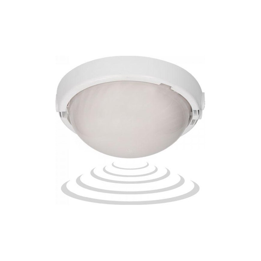 Orno 8080T / MAT-TRIO / MS / PL, šviestuvas su mikrobangų judesio jutikliu, 75W, E27, IP44, IK10, pieno polikarbonatas, kabelių – 3