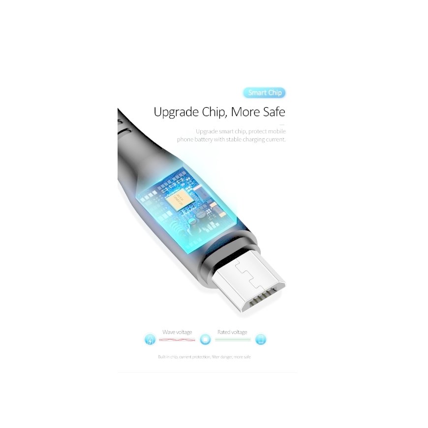 Usams US-SJ268 U18 Flexi PVC Universal Micro USB to USB Data & Fast 2A Charger Round Plug Cable 1m W – 2