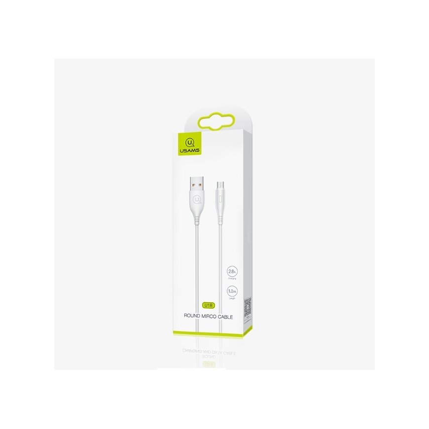 Usams US-SJ268 U18 Flexi PVC Universāls Micro USB uz USB DAtu un Ātras Uzlādes 2A Apaļa konektora Pl – 7