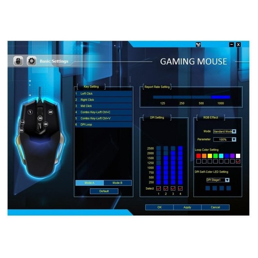Rebeltec Hornet Telfon Feet Heavy Gaming Mouse 6 Buttons 800-2400dpi 1.5m USB Cable w Lighting Black – 7