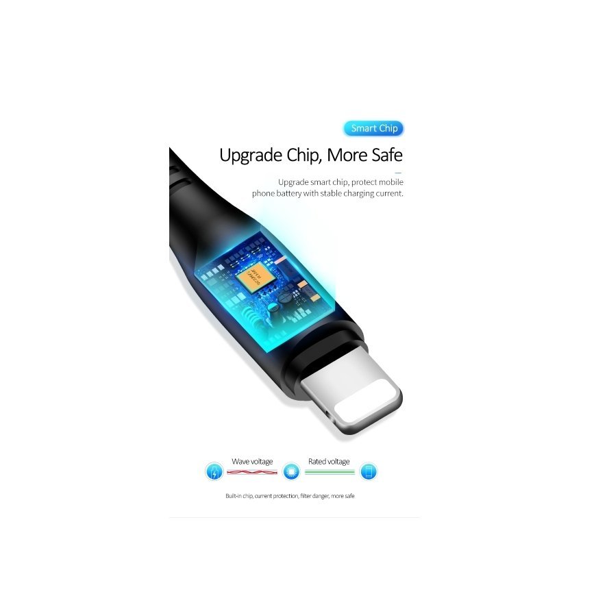 Usams US-SJ266 U18 Flexi PVC Universāls Lightning uz USB DAtu un Ātras Uzlādes 2A Apaļa konektora Pl – 5