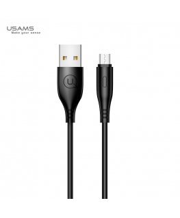 Usams US-SJ268 U18 Flexi PVC Universāls Micro USB uz USB DAtu un Ātras Uzlādes 2A Apaļa konektora Plug Labelis 1m Melns
