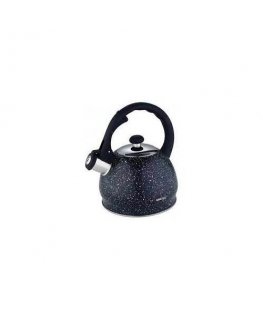 Whistling Kettle - Metal black marble kettle with a capacity of 2l with a whistle and a black handle KH 1403