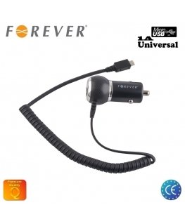 Forever 1A Kompakts Micro USB Auto Lādētājs (Universāls) ar 1.2m vadu Euro CE (EU Blister)