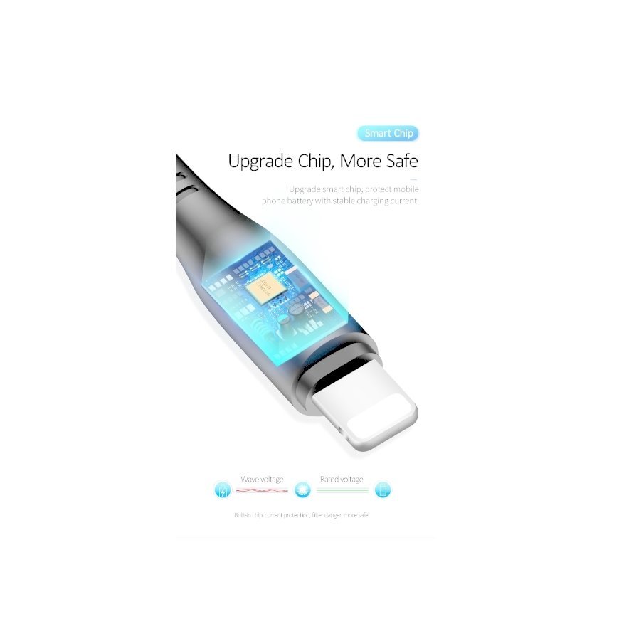 Usams US-SJ266 U18 Flexi PVC Universal Lightning to USB Data & Fast 2A Charger Round Plug Cable 1m W – 5